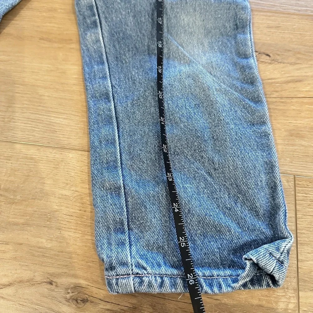 VTG 90's Girl 6/7 Denim Blue Jeans Light‎ Wash Flower Embroidery Cotton